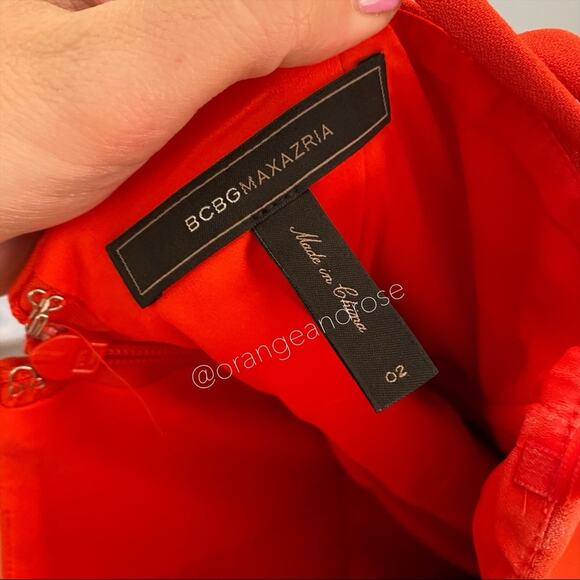 BCBGMAXAZRIA Red Sexy Mesh Strappy Cocktail Mini Dress Event 2 XS Party Dance - Picture 3 of 8